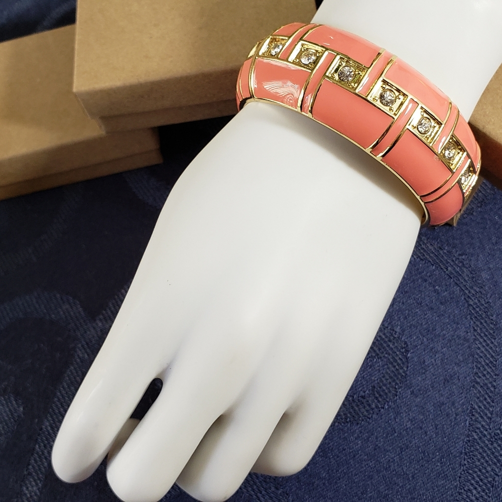 Orange bangle bracelet with crystal